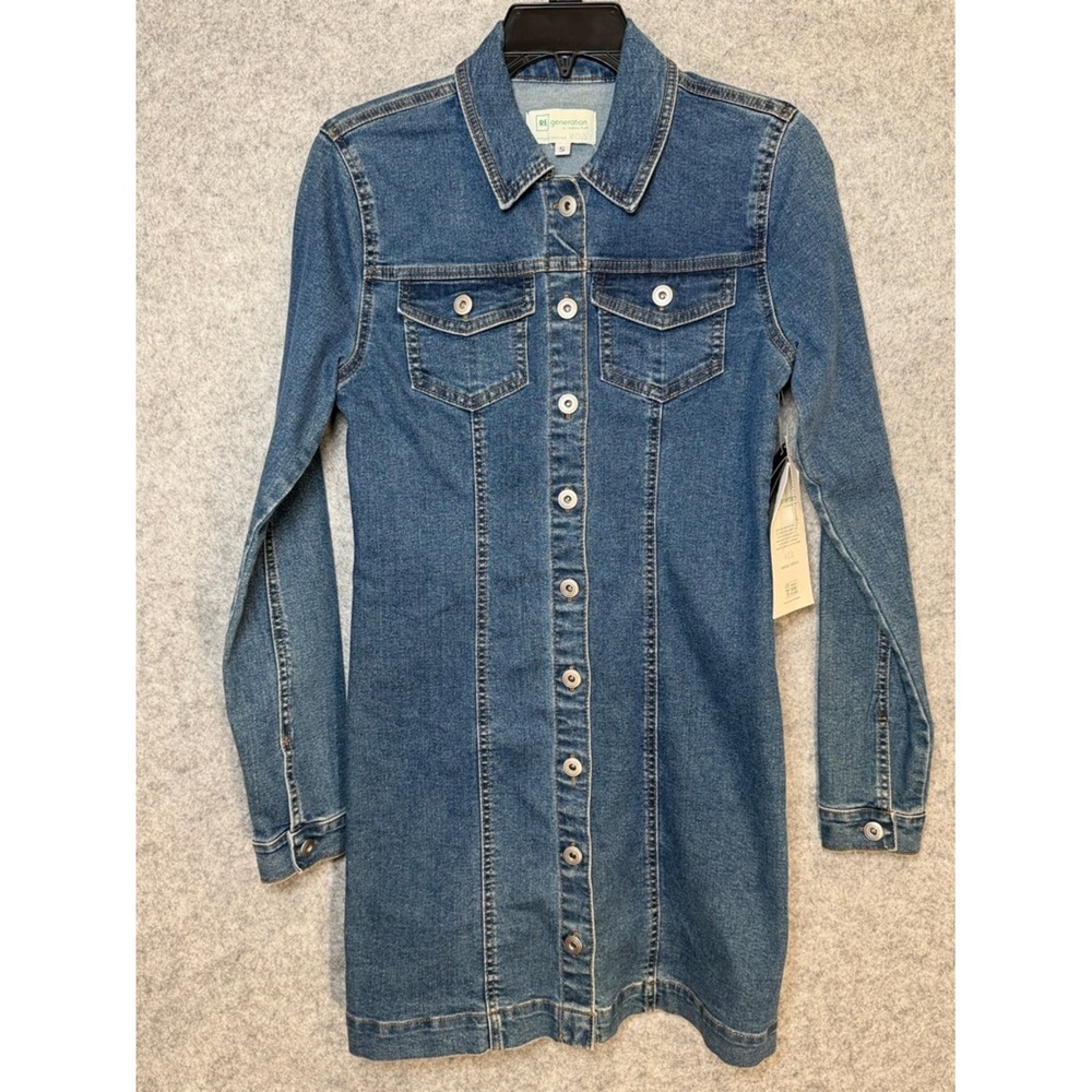 REgeneration by Celebrity Pink Dalia Denim Dress Blue Long Sleeve Mini S NEW - Picture 2 of 15